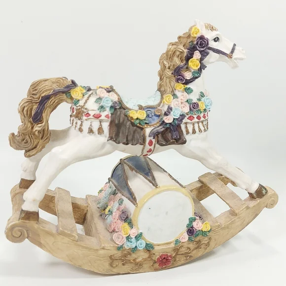 Musical Rocking Horse Vintage Music Box Horse White - Picture 5 of 8